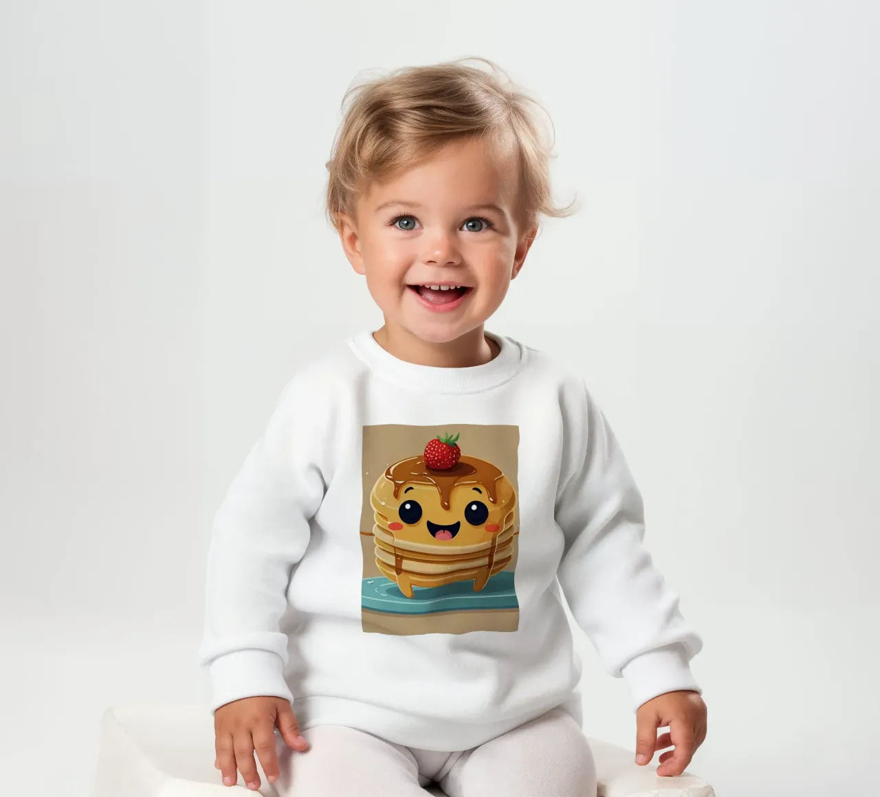 Schattig geanimeerd pannenkoekfiguurtje met stroop & aardbei baby sweatshirt van DesignDoodle