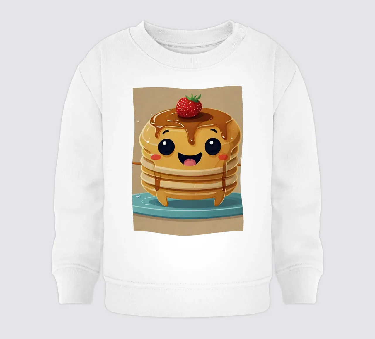 Simpatico personaggio animato di pancake con sciroppo e fragola felpa neonato da DesignDoodle