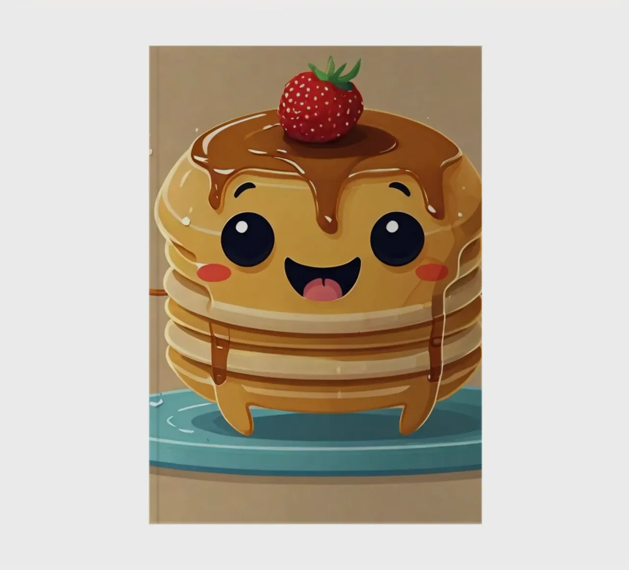 Simpatico personaggio animato di pancake con sciroppo e fragola diario da DesignDoodle