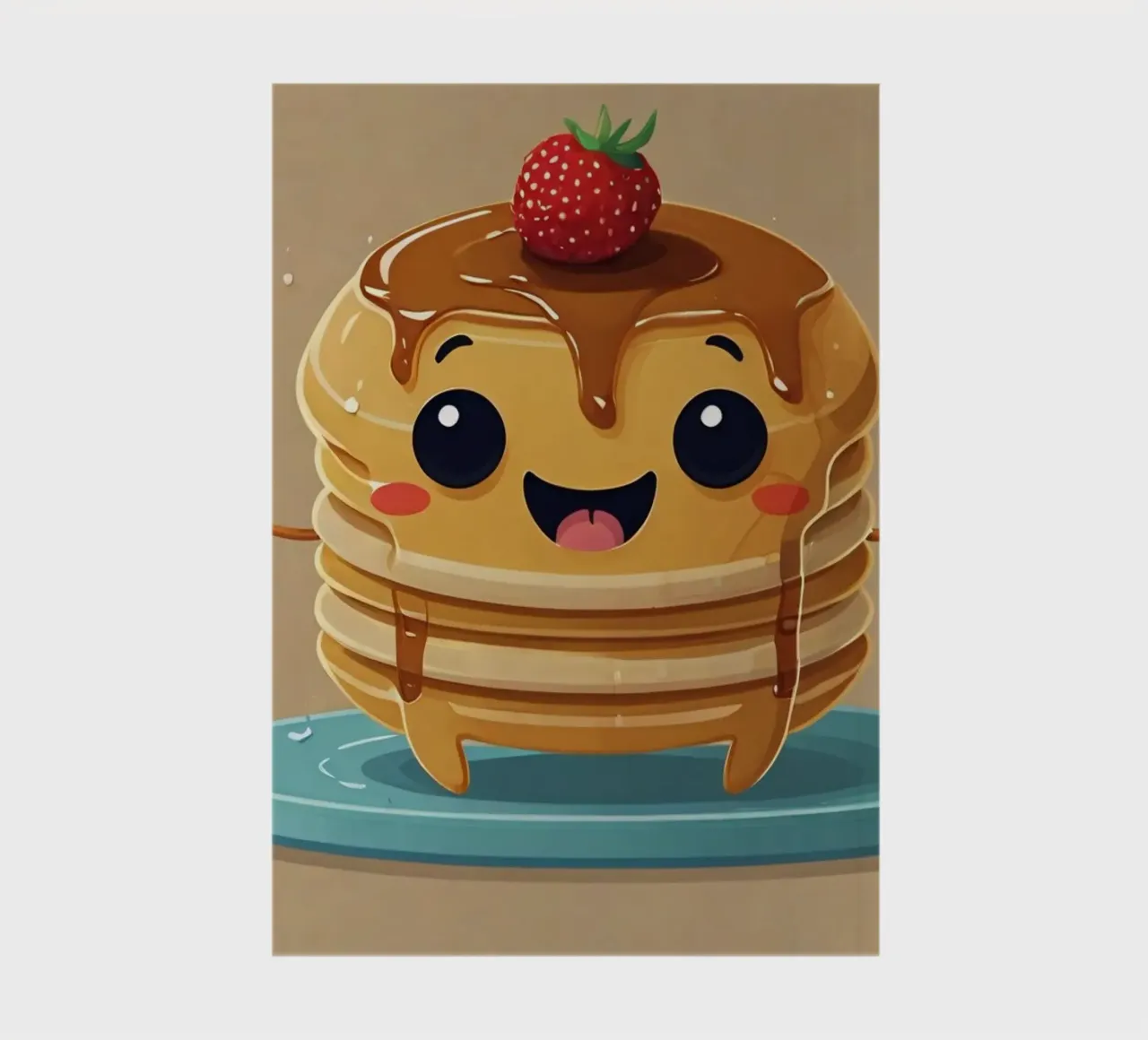 Cute animated pancake character with syrup & strawberry notebook by DesignDoodle
