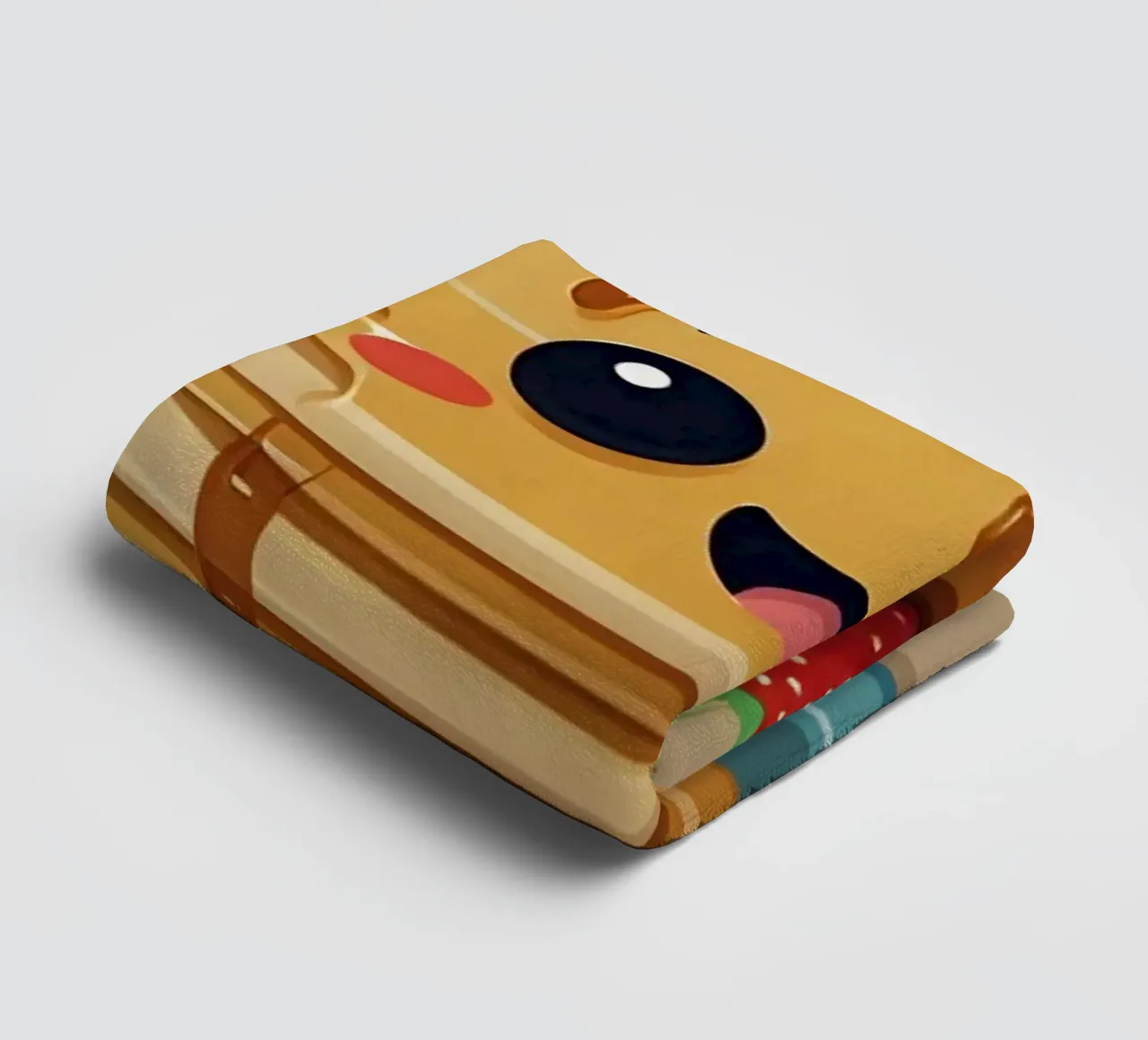 Cute animated pancake character with syrup & strawberry towel by DesignDoodle