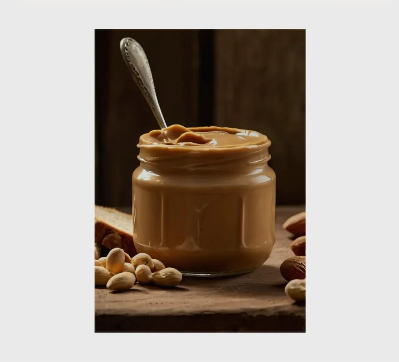 Delicious creamy peanut butter in a jar with sliced bread notebook by DesignDoodle