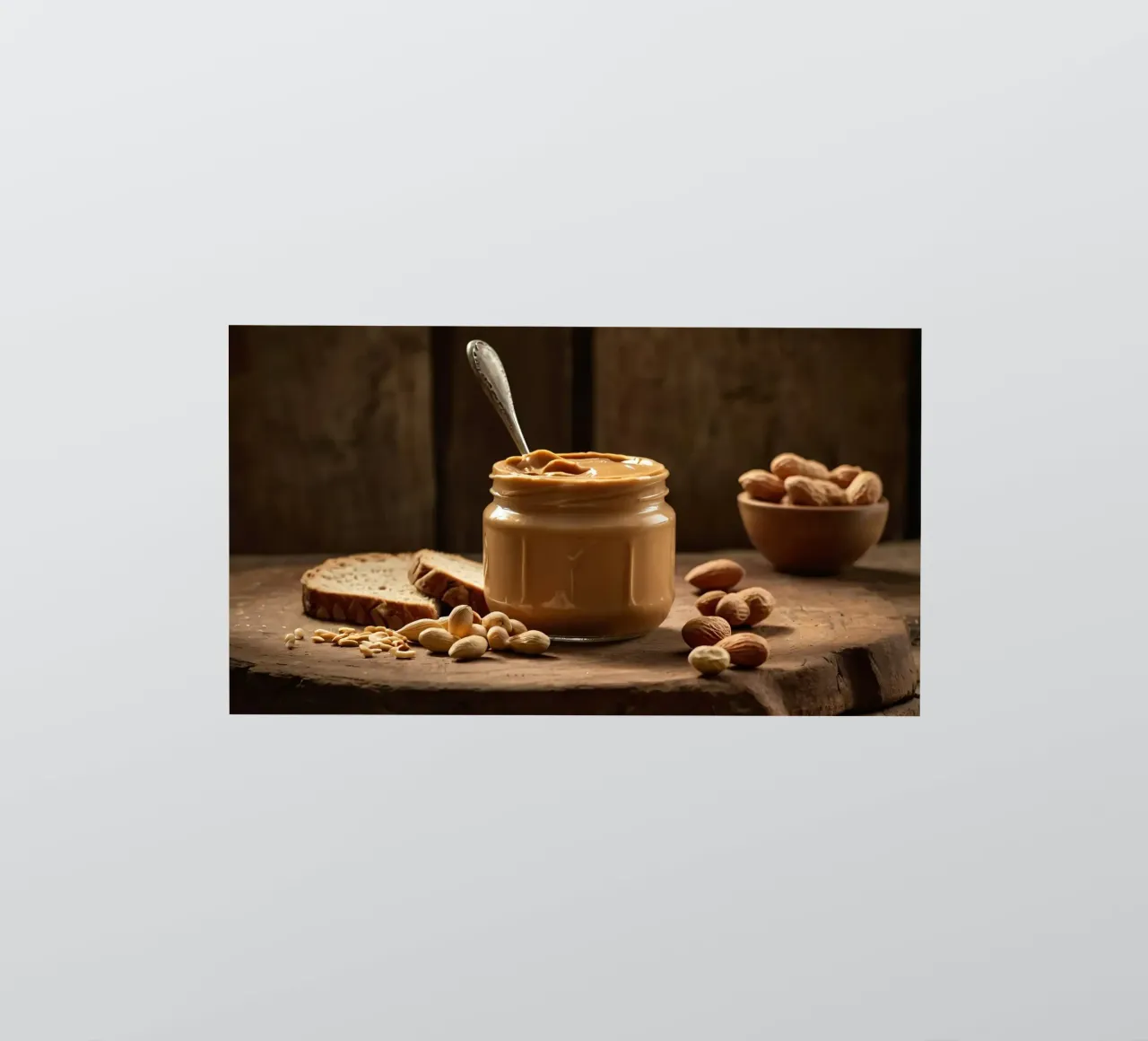 Leckere cremige Erdnussbutter im Glas mit geschnittenem Brot Sticker von DesignDoodle