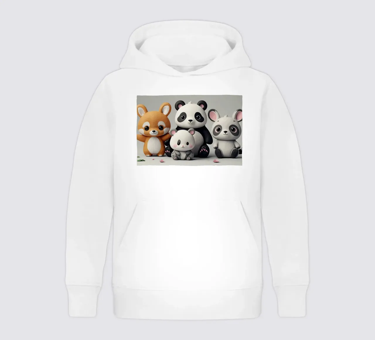 Animali giocosi dei cartoni animati riuniti in un allegro felpa bambino con cappuccio da DesignDoodle
