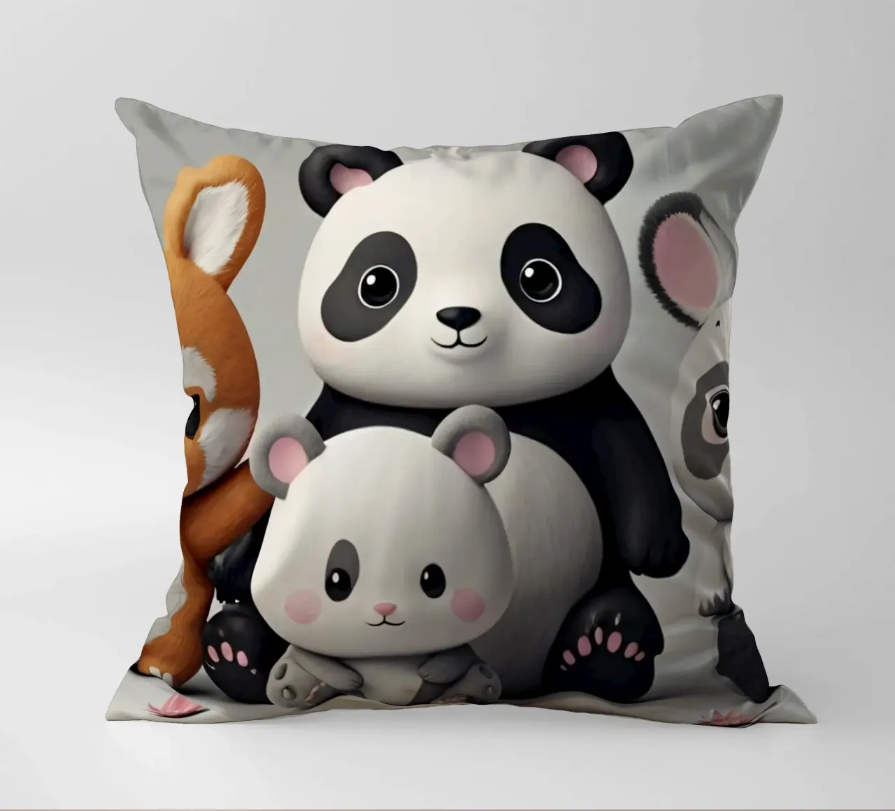 Animali giocosi dei cartoni animati riuniti in un allegro cuscino da DesignDoodle