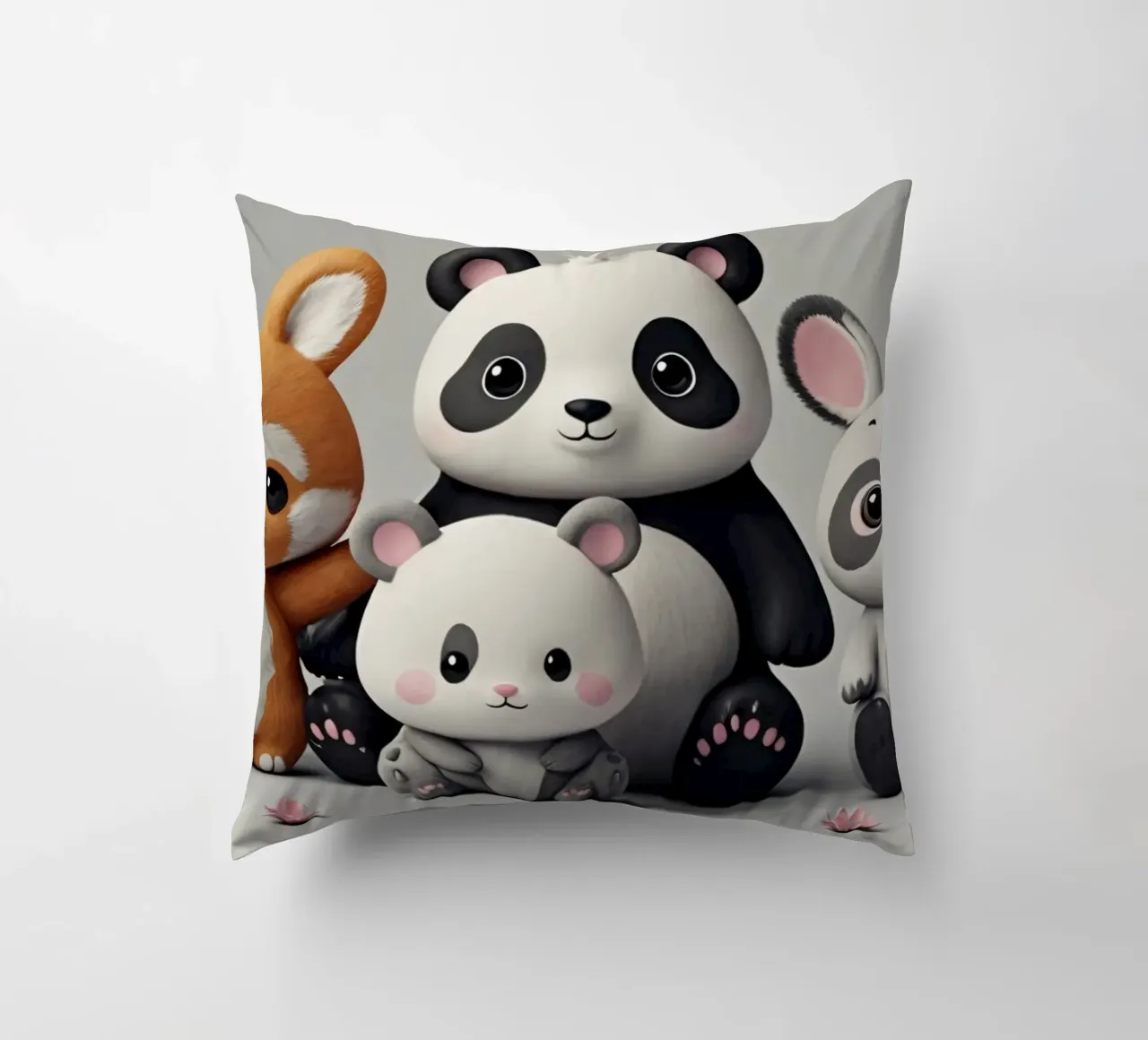 Animali giocosi dei cartoni animati riuniti in un allegro cuscino da DesignDoodle