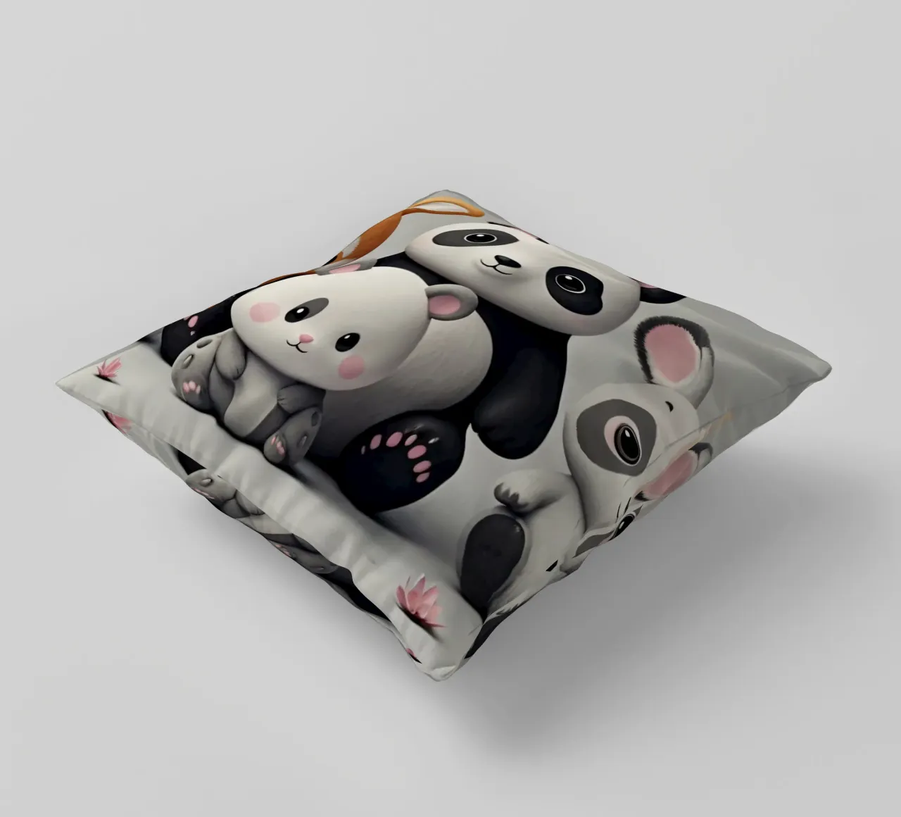 Animali giocosi dei cartoni animati riuniti in un allegro cuscino da DesignDoodle