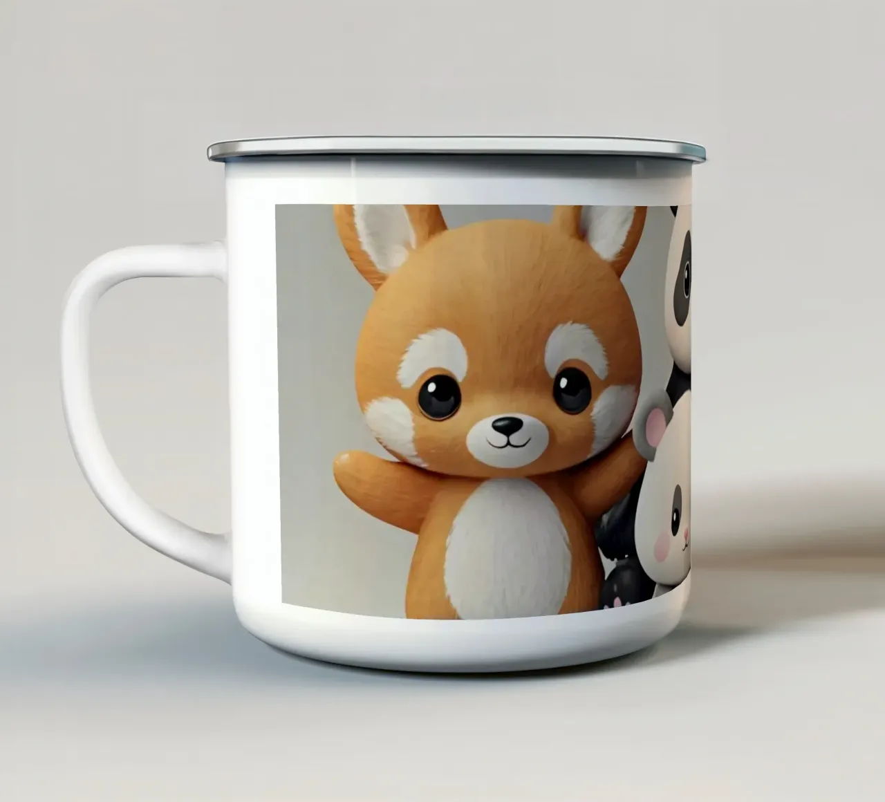 Animali giocosi dei cartoni animati riuniti in un allegro tazza in smalto da DesignDoodle