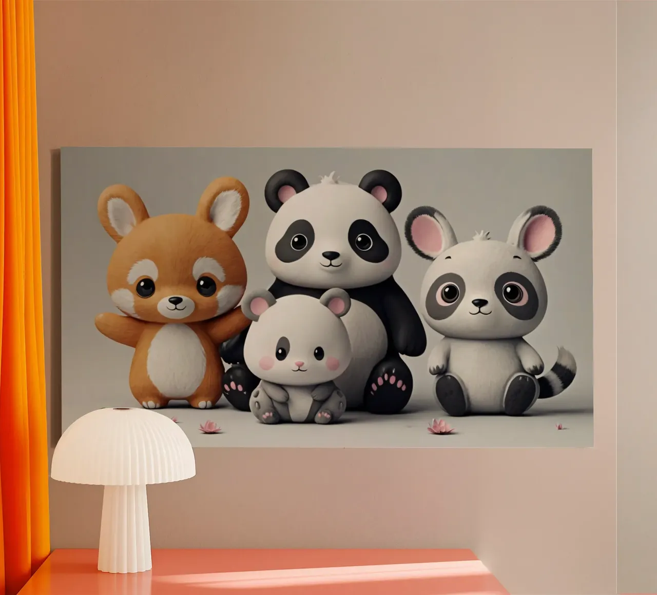 Animali giocosi dei cartoni animati riuniti in un allegro tela con Cornice a cassetta da DesignDoodle