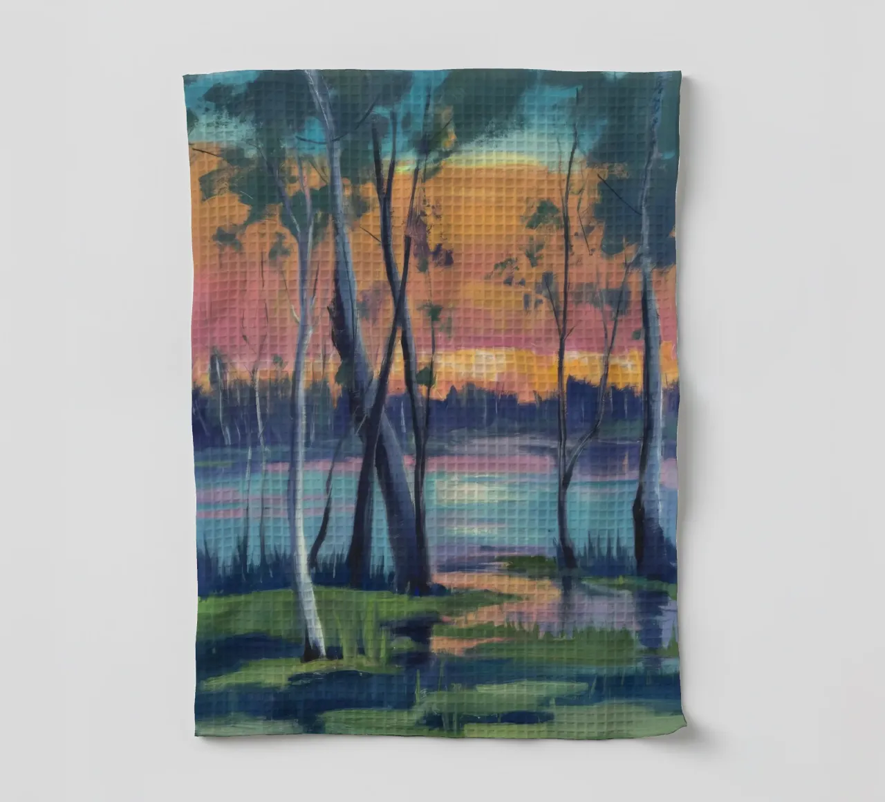 Sunset Grove-Spiegel Geschirrtuch von Solestice Strokes