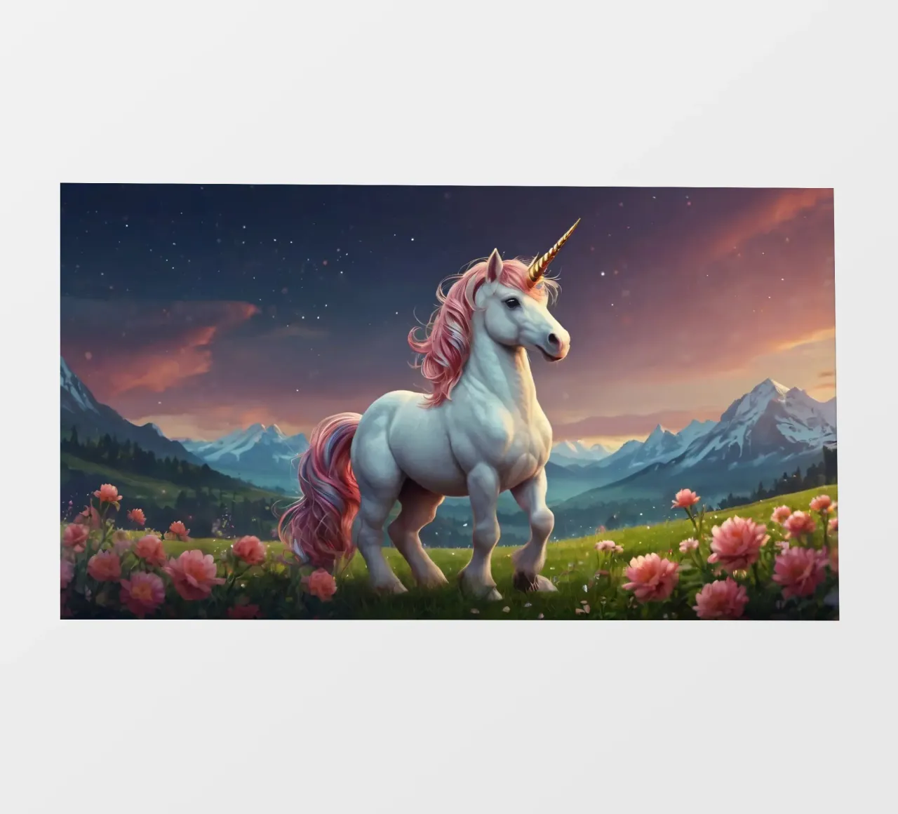 Un maestoso unicorno con una criniera scintillante si erge con grazia telo in pvc da DesignDoodle