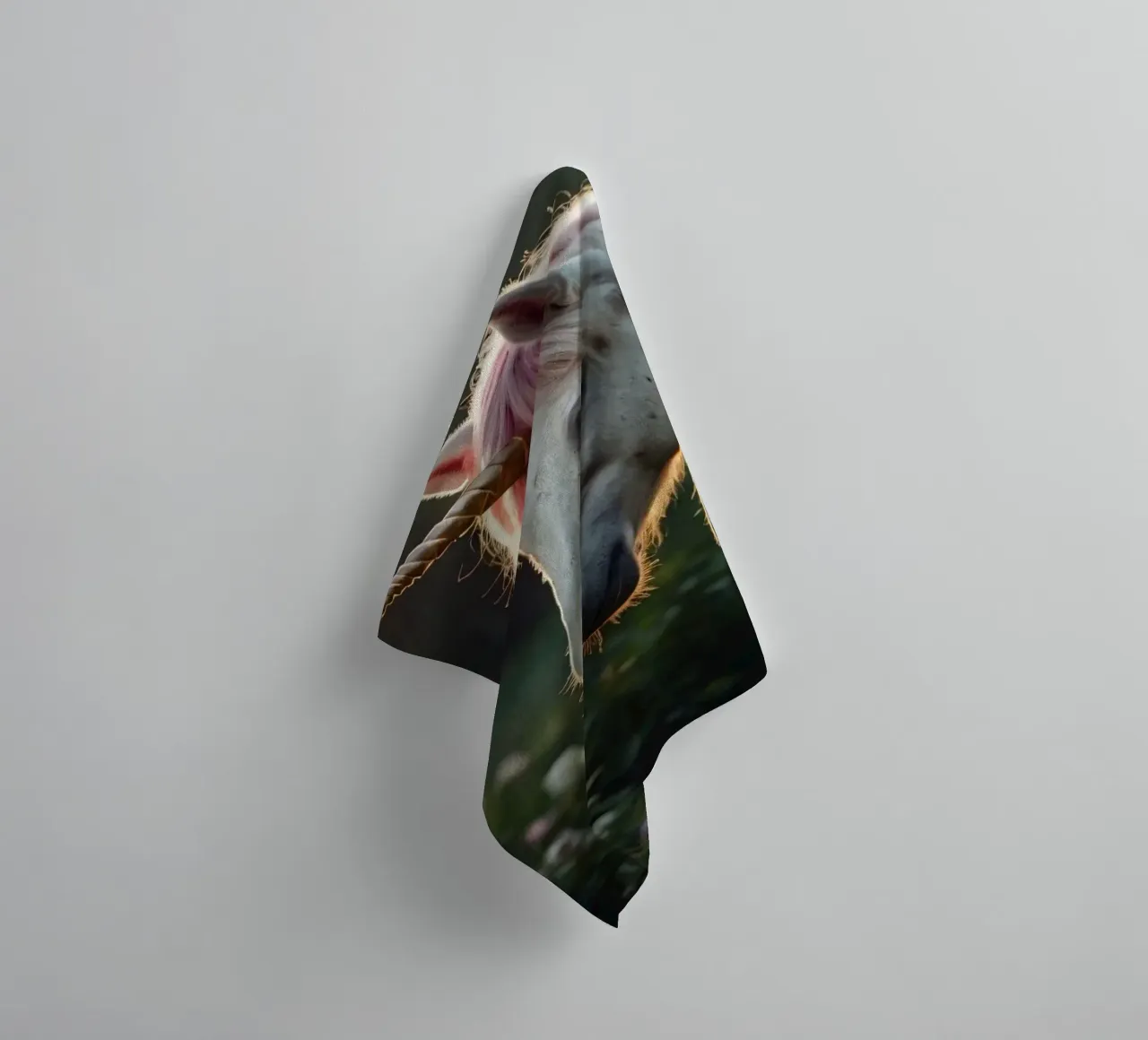 Une licorne majestueuse se tenant dans une clairière ensoleillée. serviette de bain de DesignDoodle