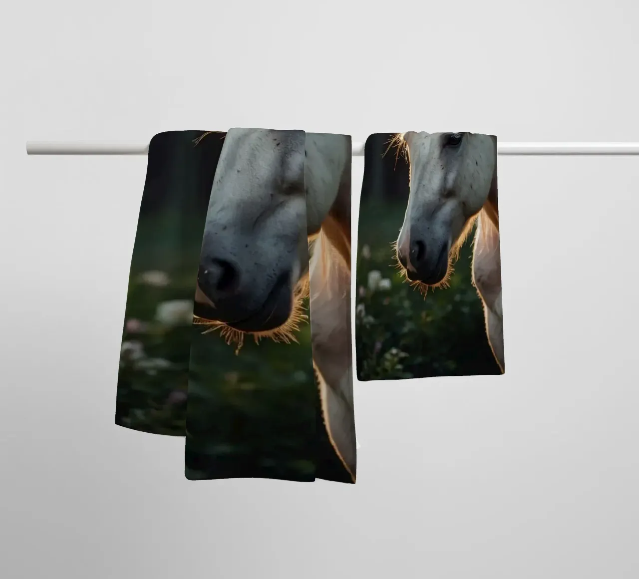 Une licorne majestueuse se tenant dans une clairière ensoleillée. serviette de bain de DesignDoodle