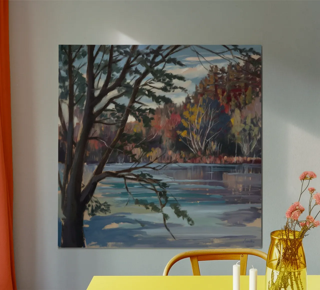 Corona di margherite Silenzio poster con telaio in legno da Solestice Strokes