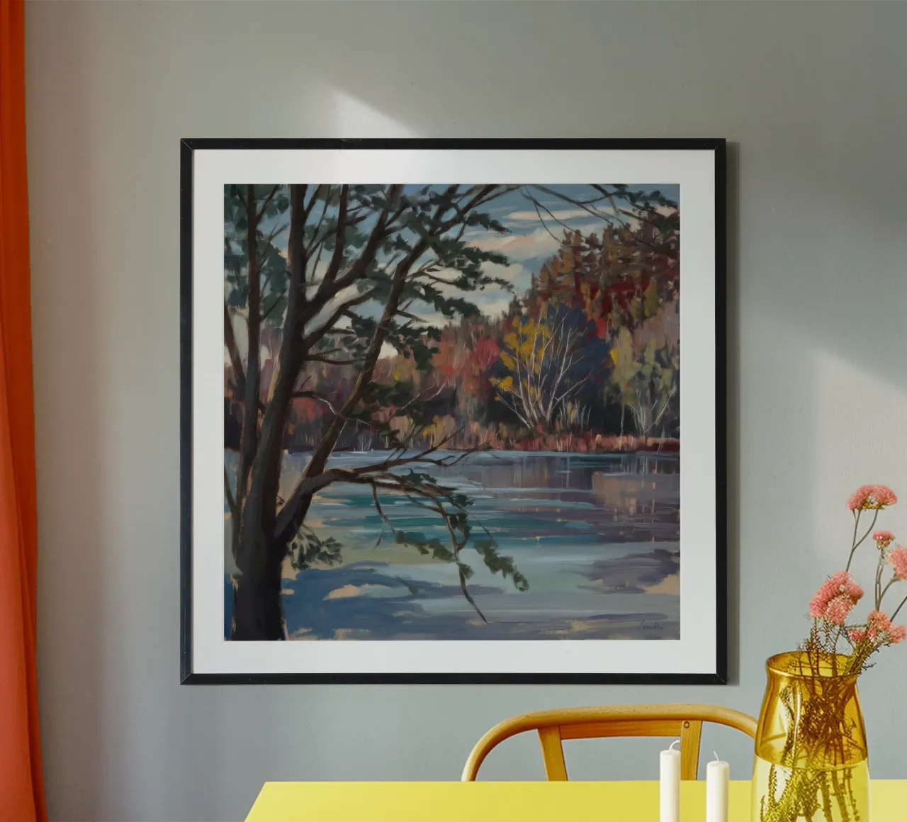 Corona di margherite Silenzio poster con telaio in legno da Solestice Strokes