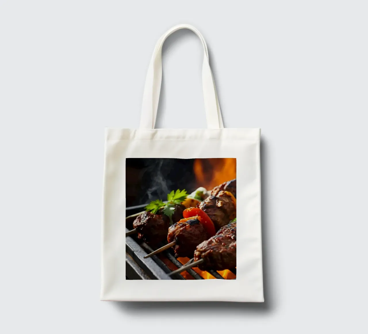 Grilled skewers featuring marinated meats and fresh vegetabl tote bag by DesignDoodle