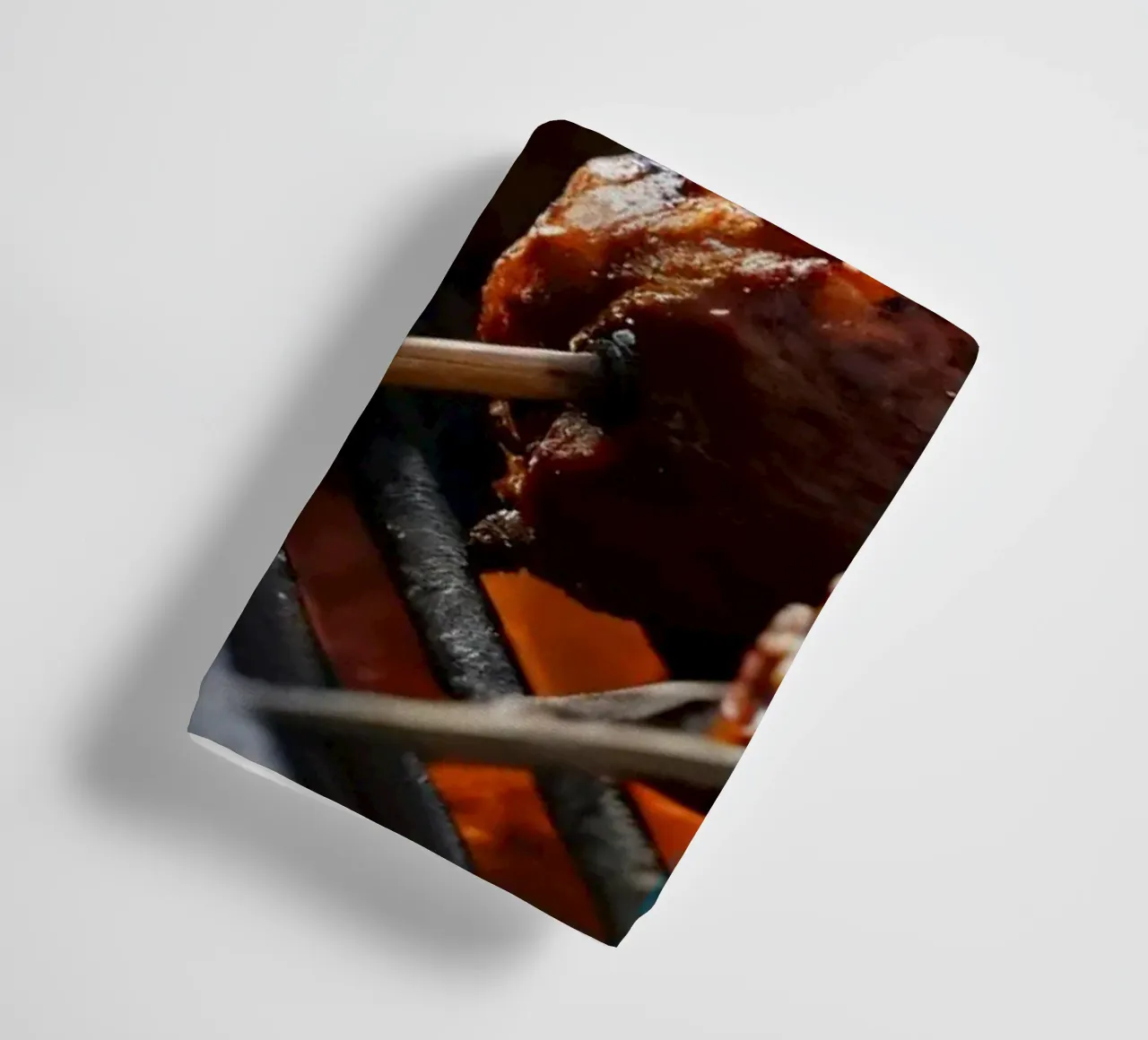 Grilled skewers featuring marinated meats and fresh vegetabl towel by DesignDoodle