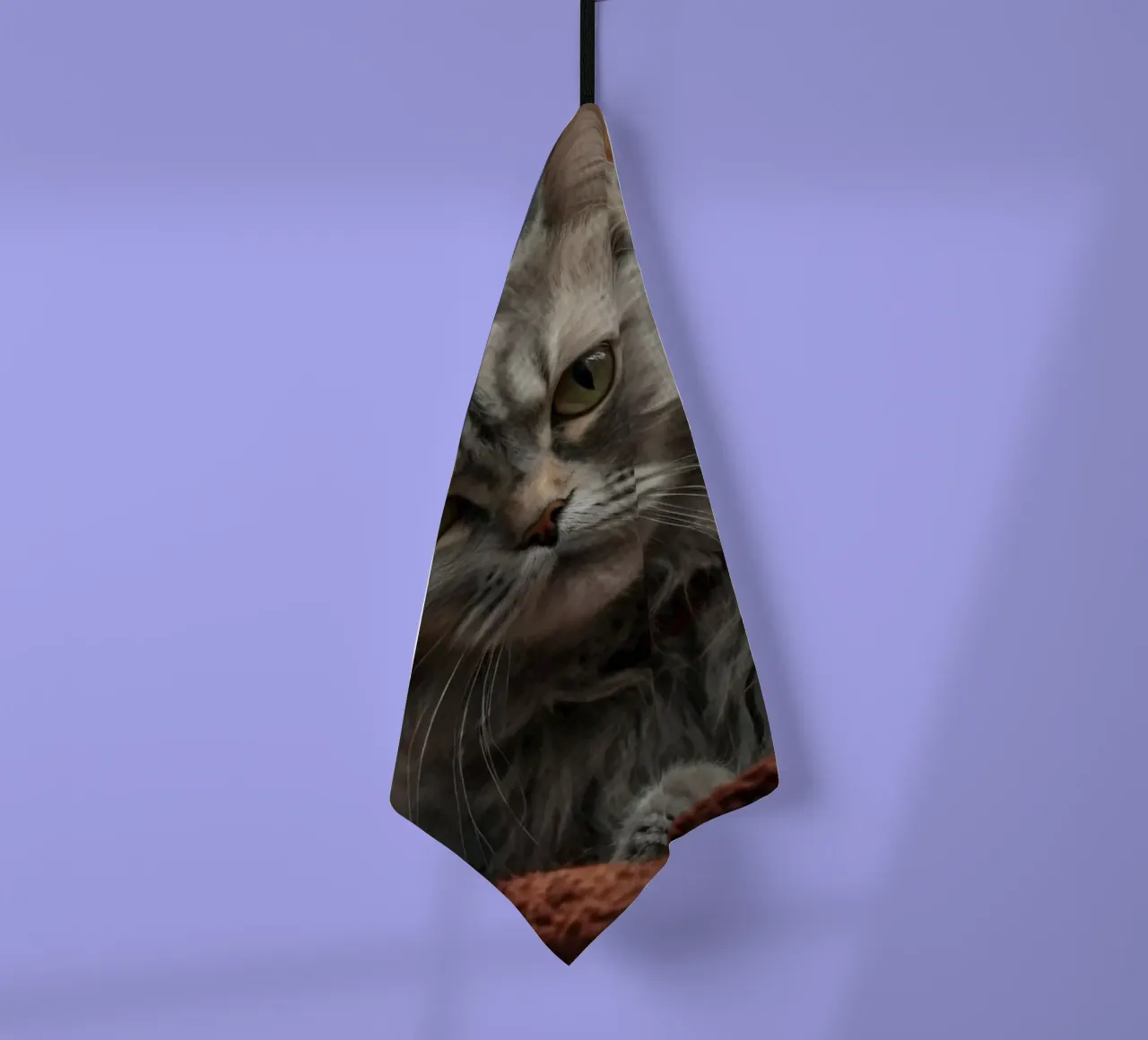 Un soffice gatto grigio riposa pacificamente su una coperta accogliente canovaccio da cucina da DesignDoodle