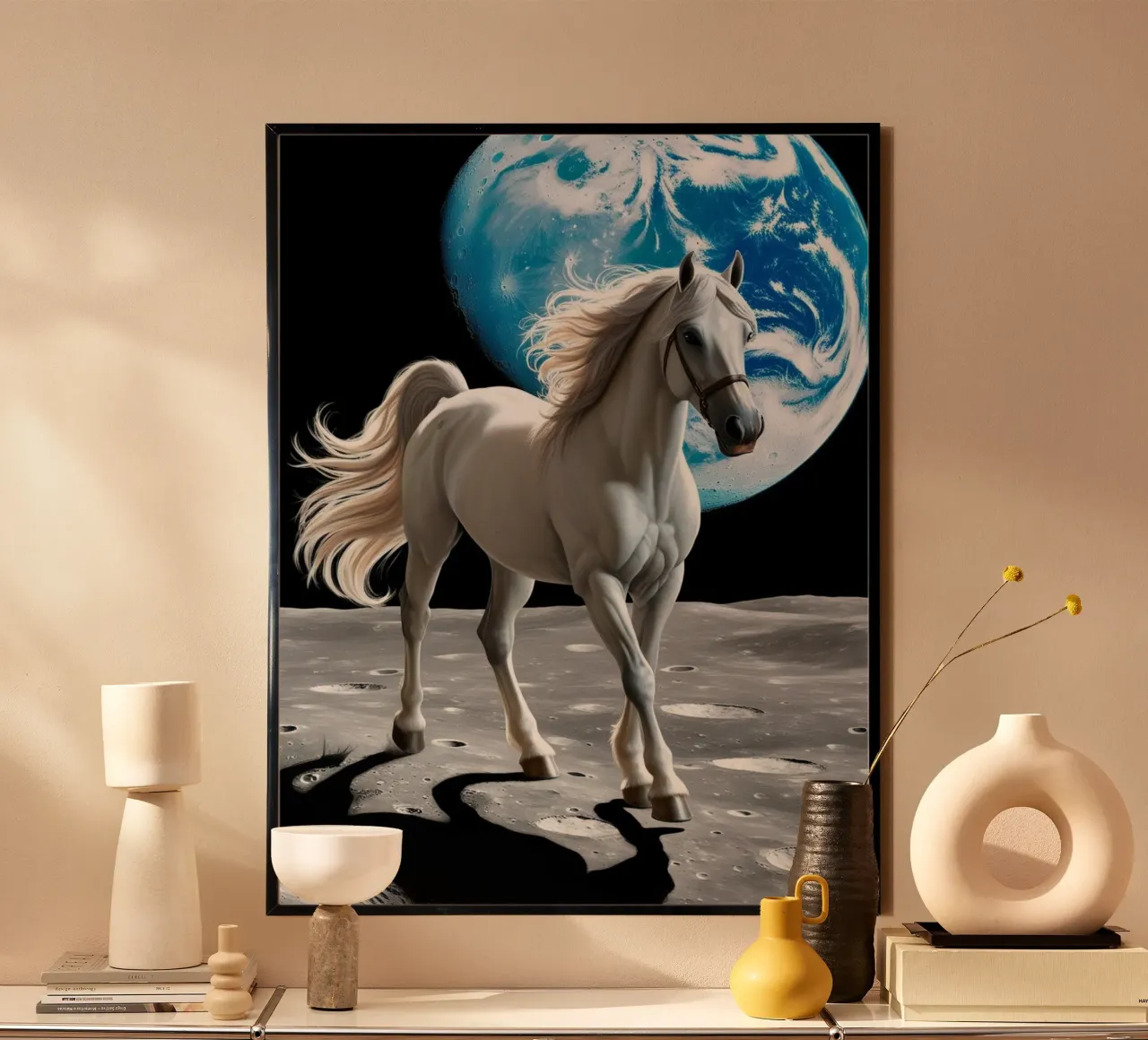 Pferd auf dem Mond carta hahnemühle da Poster Dreams