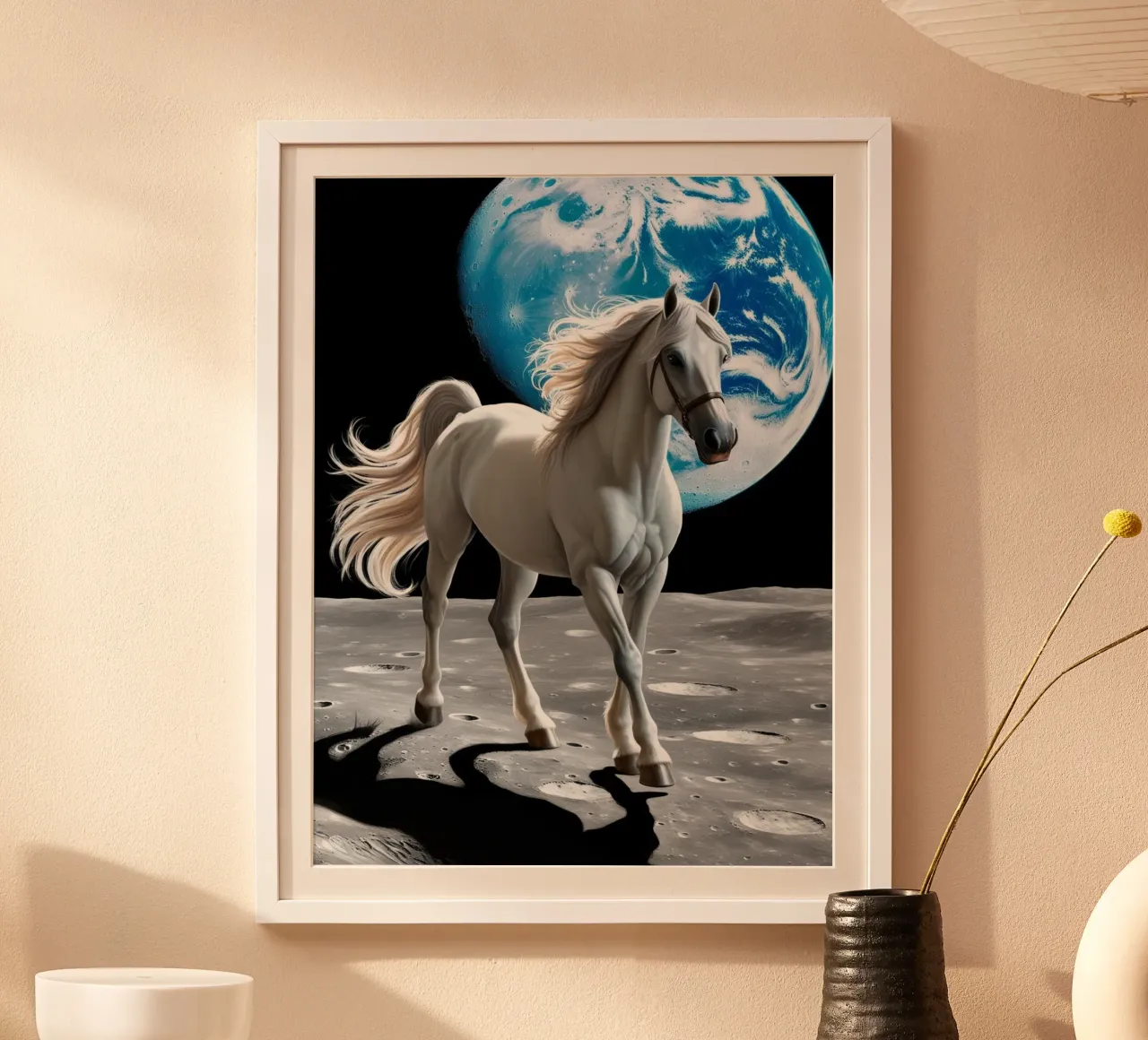 Pferd auf dem Mond carta hahnemühle da Poster Dreams