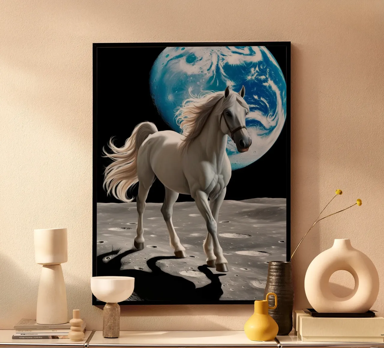 Pferd auf dem Mond carta hahnemühle da Poster Dreams