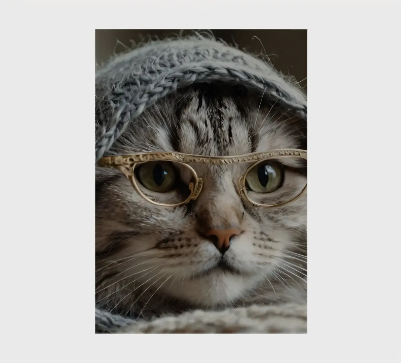 Un gatto accogliente che indossa occhiali e una sciarpa lavorata a maglia per rilassarsi diario da DesignDoodle