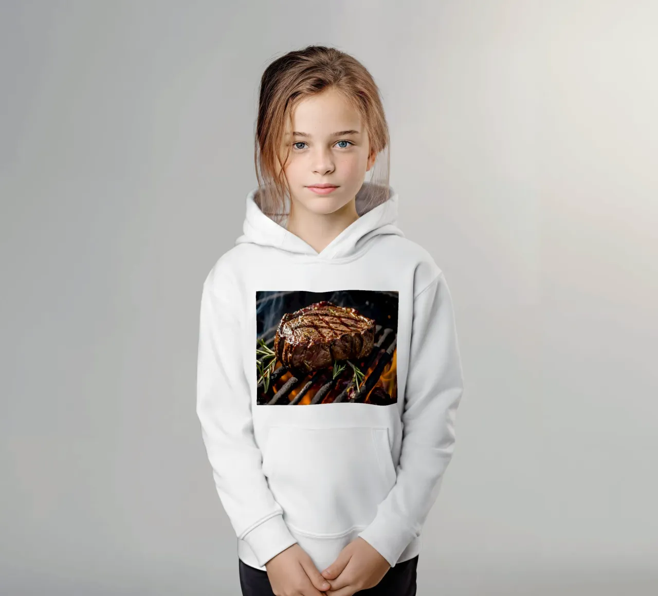 Jugoso filete asándose en una barbacoa al aire libre sudadera con capucha para niño de DesignDoodle