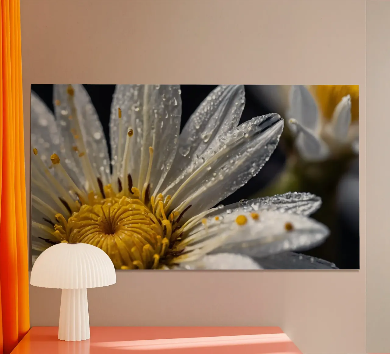 Close-up view of a water lily with dew drops on its petals hahnemühle by DesignDoodle