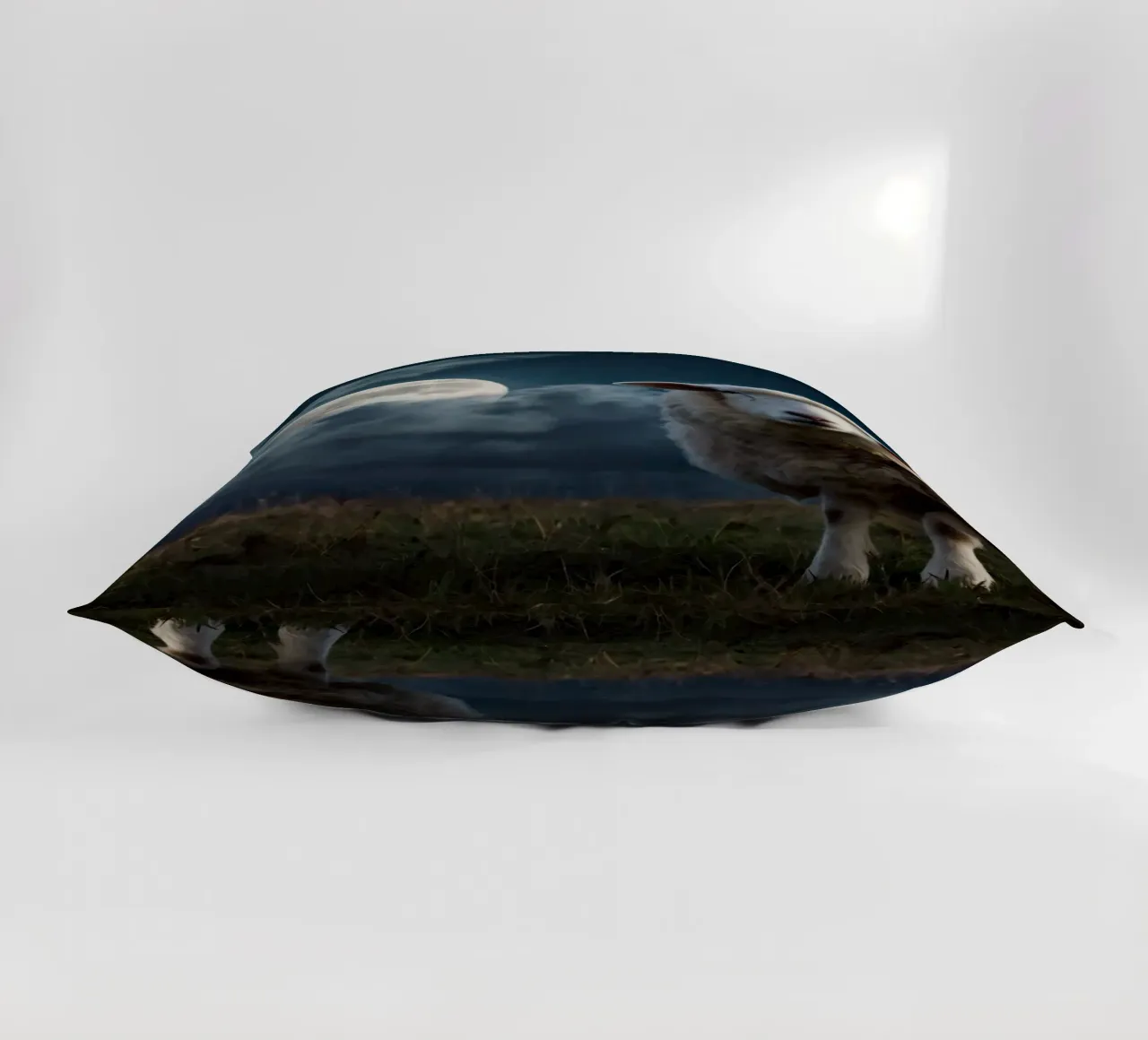 A sheep standing in a field under a bright moonlit sky decorative cushion by DesignDoodle