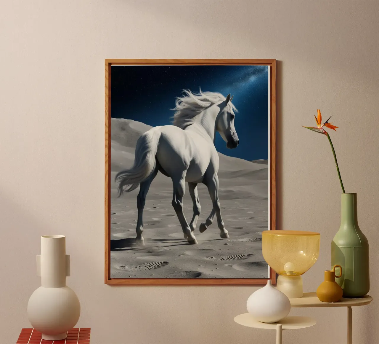 Pfer auf dem Mond alluminio dibond da Poster Dreams