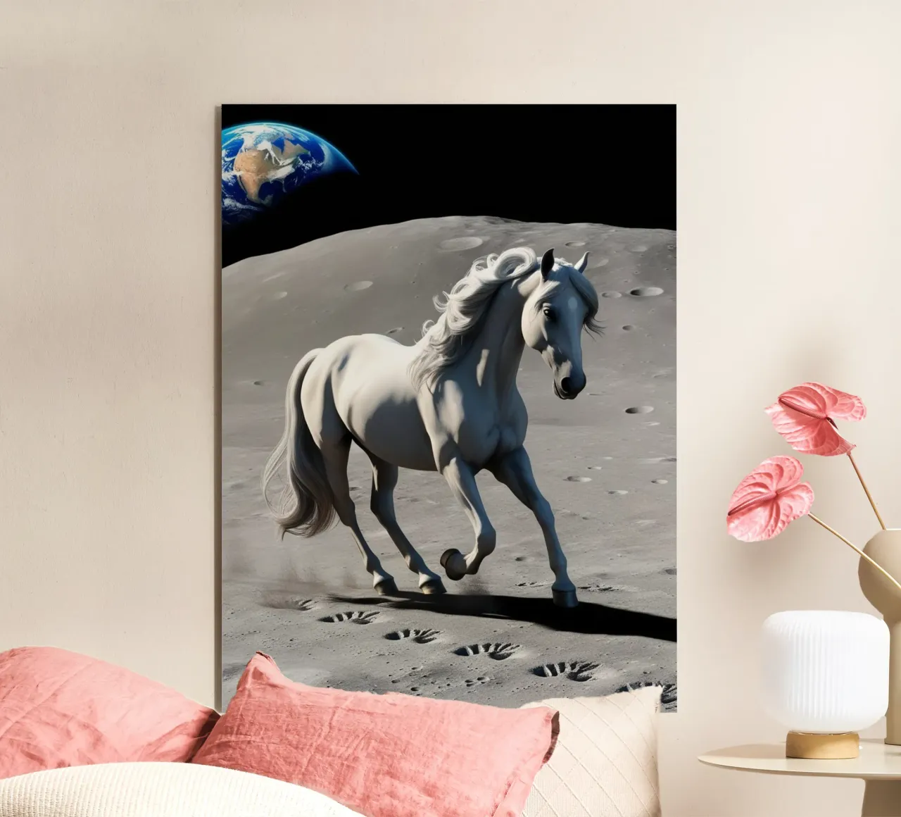 Pferd auf dem Mond alluminio dibond da Poster Dreams