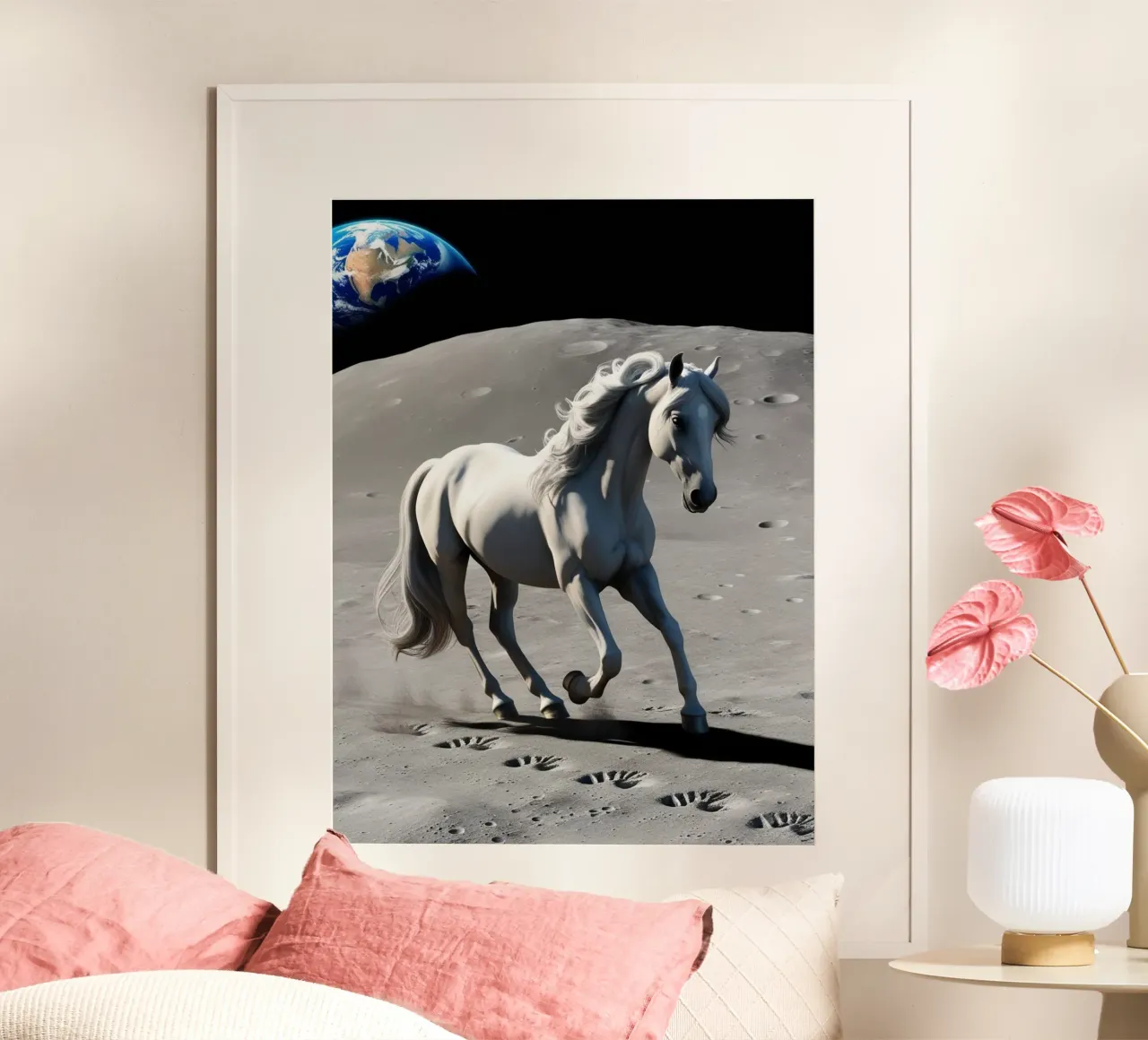 Pferd auf dem Mond carta hahnemühle da Poster Dreams