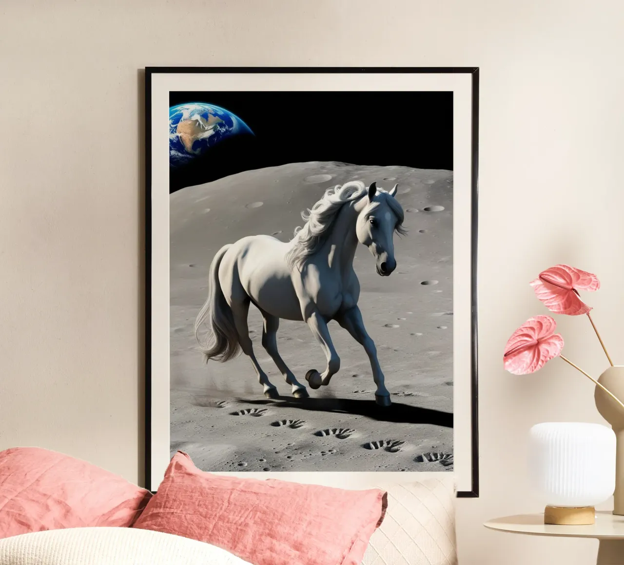 Pferd auf dem Mond carta hahnemühle da Poster Dreams