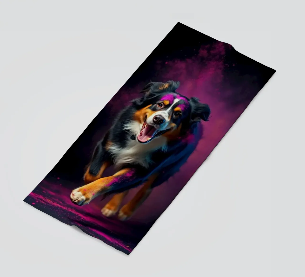 The colorful Bernese Mountain Dog #51 beach towel by Yumis.Beargang.and.Me
