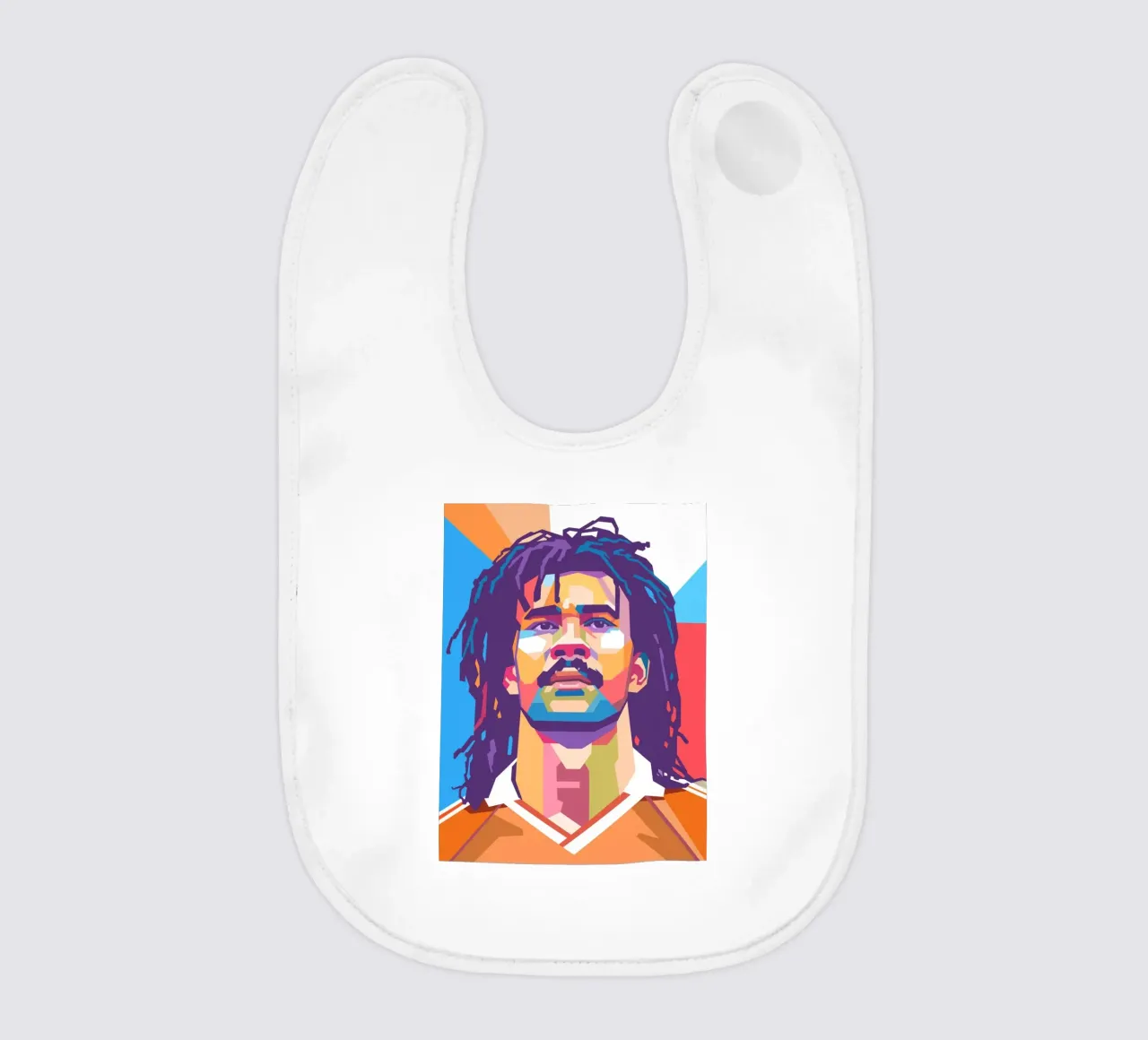 Ritratto pop art di Ruud Gullit bavaglino da Hantamrata
