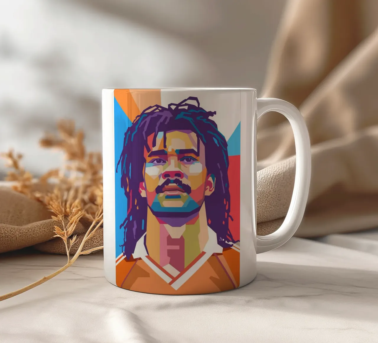 Ritratto pop art di Ruud Gullit tazza in ceramica da Hantamrata
