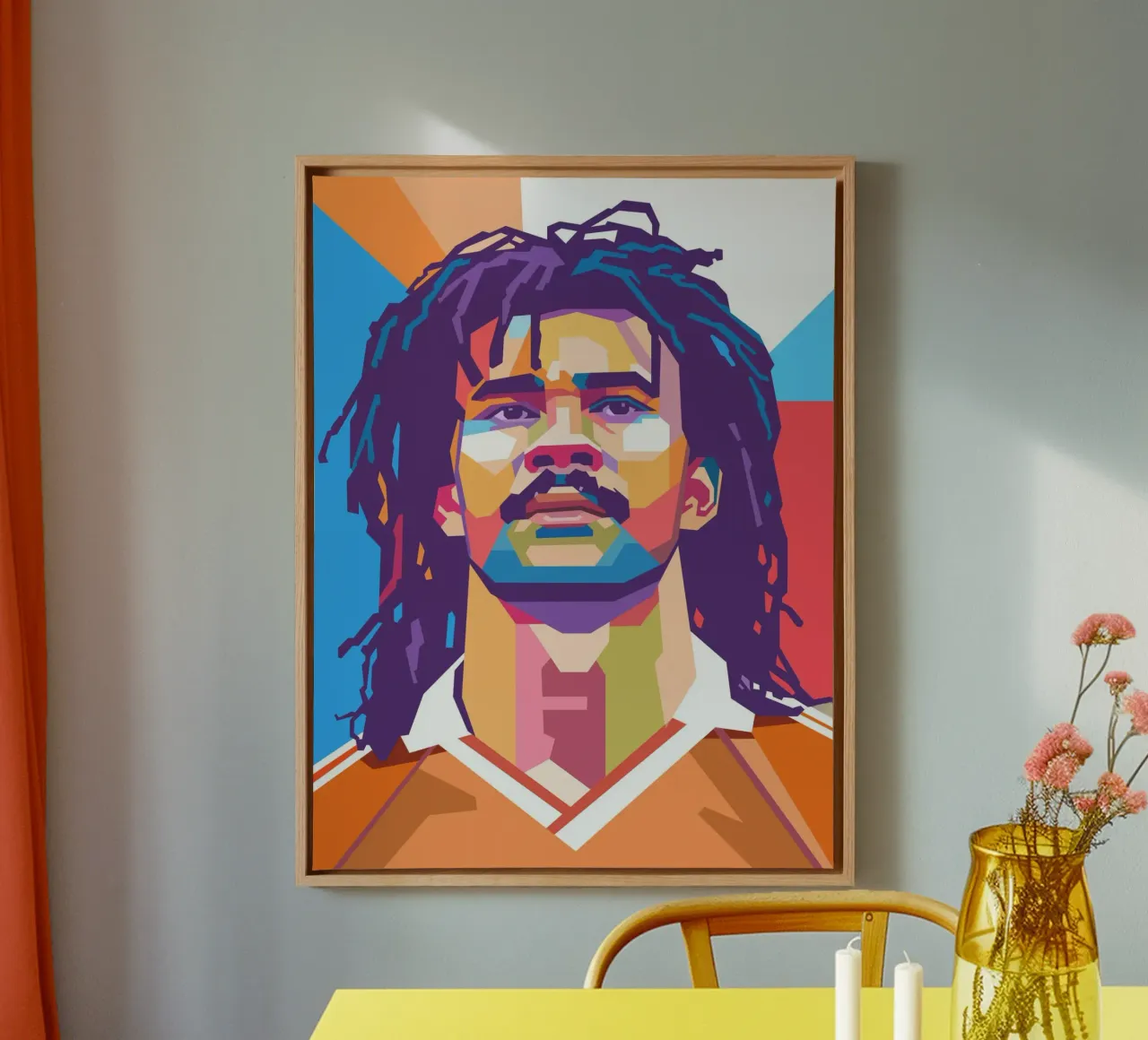 Ritratto pop art di Ruud Gullit tela con Cornice a cassetta da Hantamrata