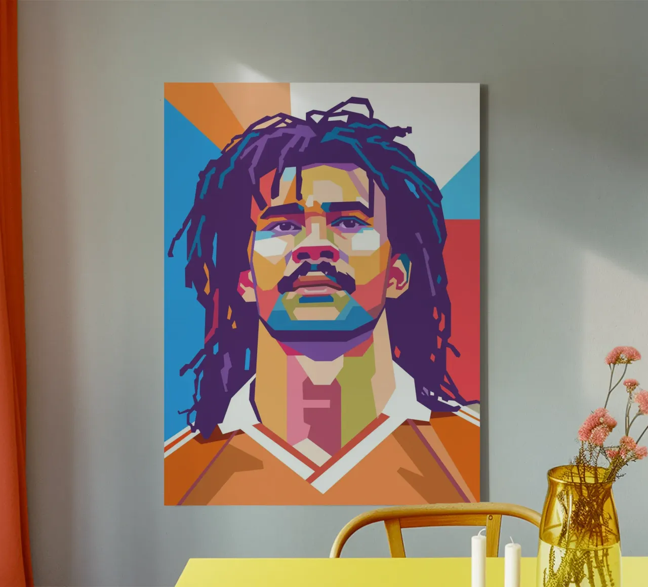 Ritratto pop art di Ruud Gullit tela con Cornice a cassetta da Hantamrata