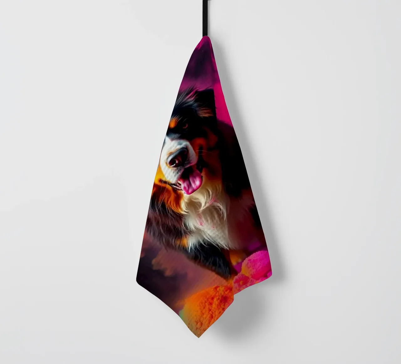 The colorful Bernese Mountain Dog #58 tea towel by Yumis.Beargang.and.Me