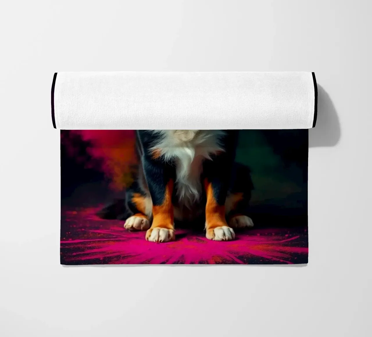 The colorful Bernese Mountain Dog #59 beach towel by Yumis.Beargang.and.Me