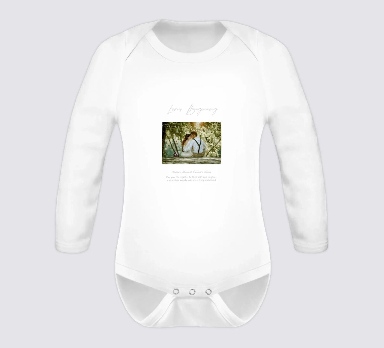 Personalisierte Hochzeitsgeschenke Langarm Babybody von NEWEST CUSTOM SHOP