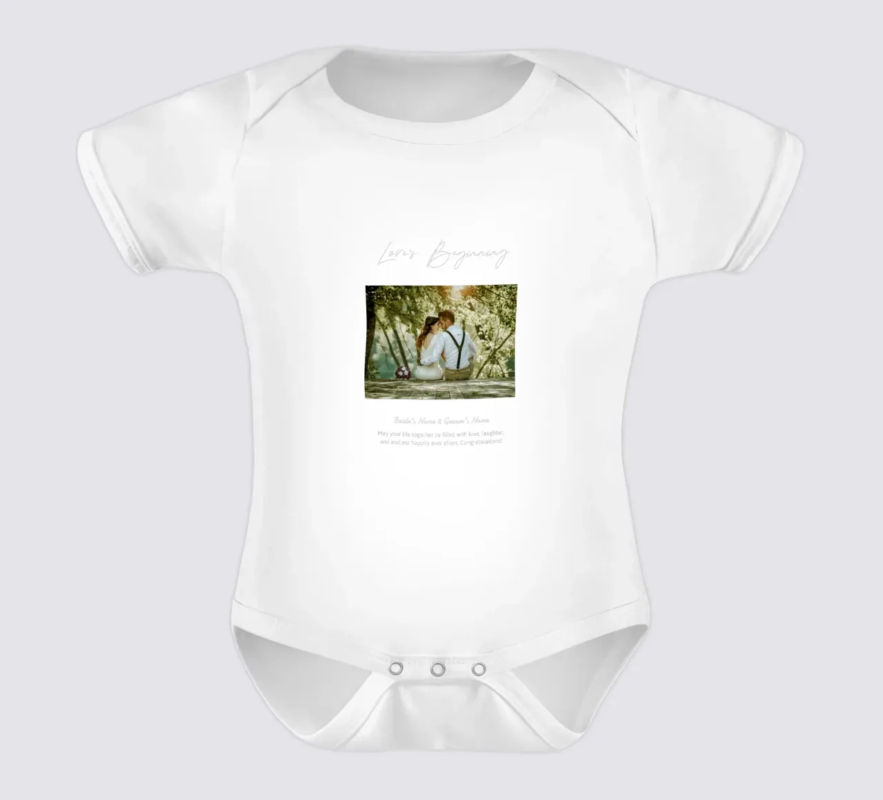 Personalisierte Hochzeitsgeschenke Kurzarm Babybody von NEWEST CUSTOM SHOP
