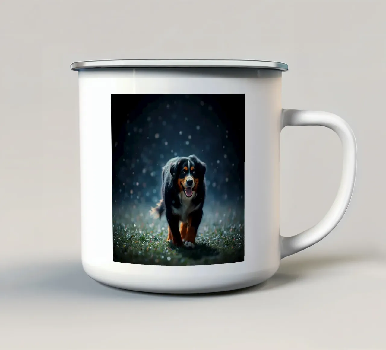 De kleurrijke Berner Sennenhond #62 emaille mok van Yumis.Beargang.and.Me