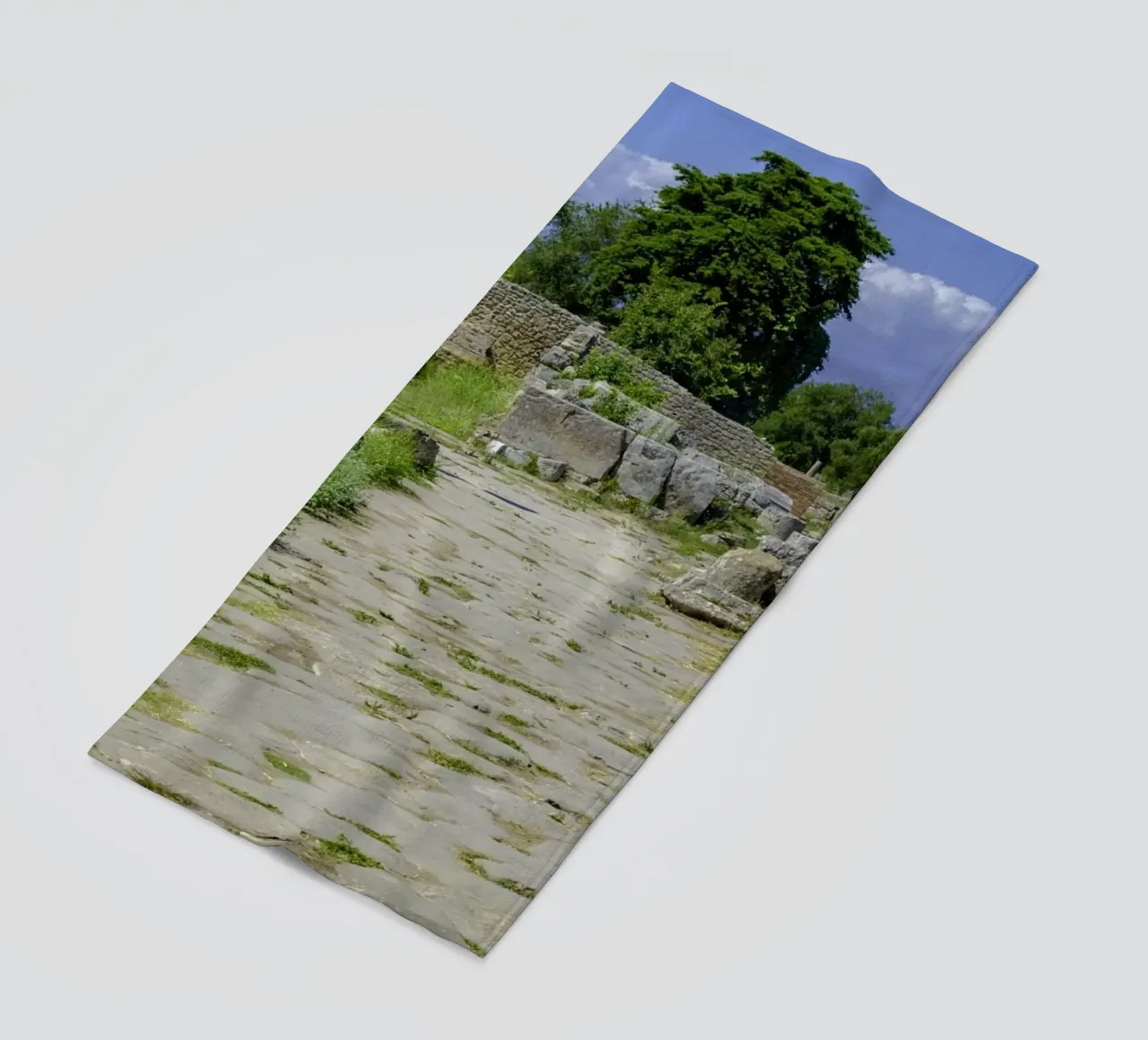 Tempio greco classico presso le rovine dell'antica città di Paestum, Ita telo mare da peuceta_BA