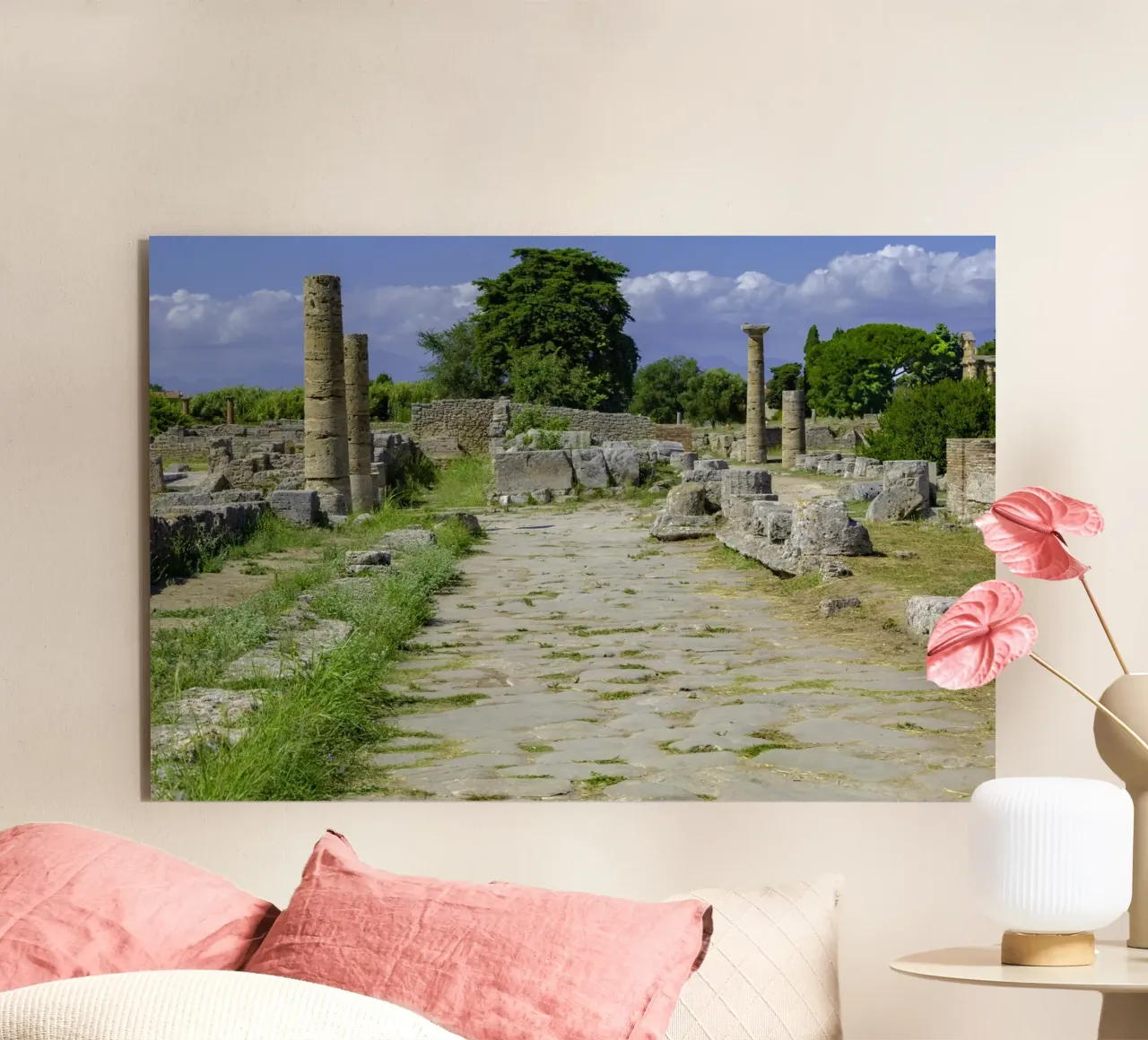 Classical greek temple at ruins of ancient city Paestum, Ita alu-dibond by peuceta_BA