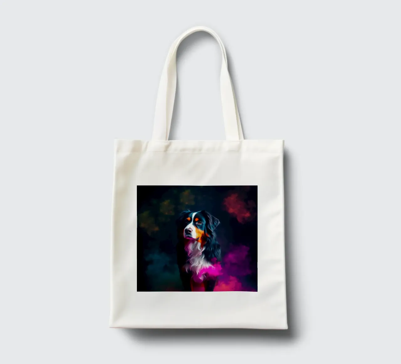 The colorful Bernese Mountain Dog #63 tote bag by Yumis.Beargang.and.Me