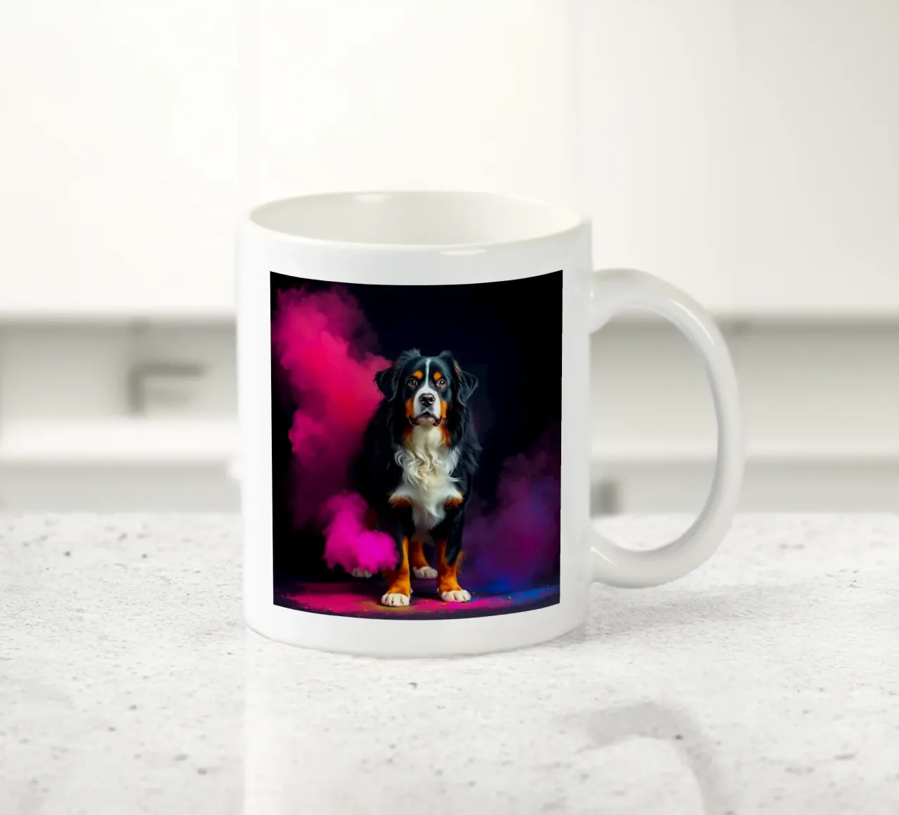 The colorful Bernese Mountain Dog #64 ceramic mug by Yumis.Beargang.and.Me