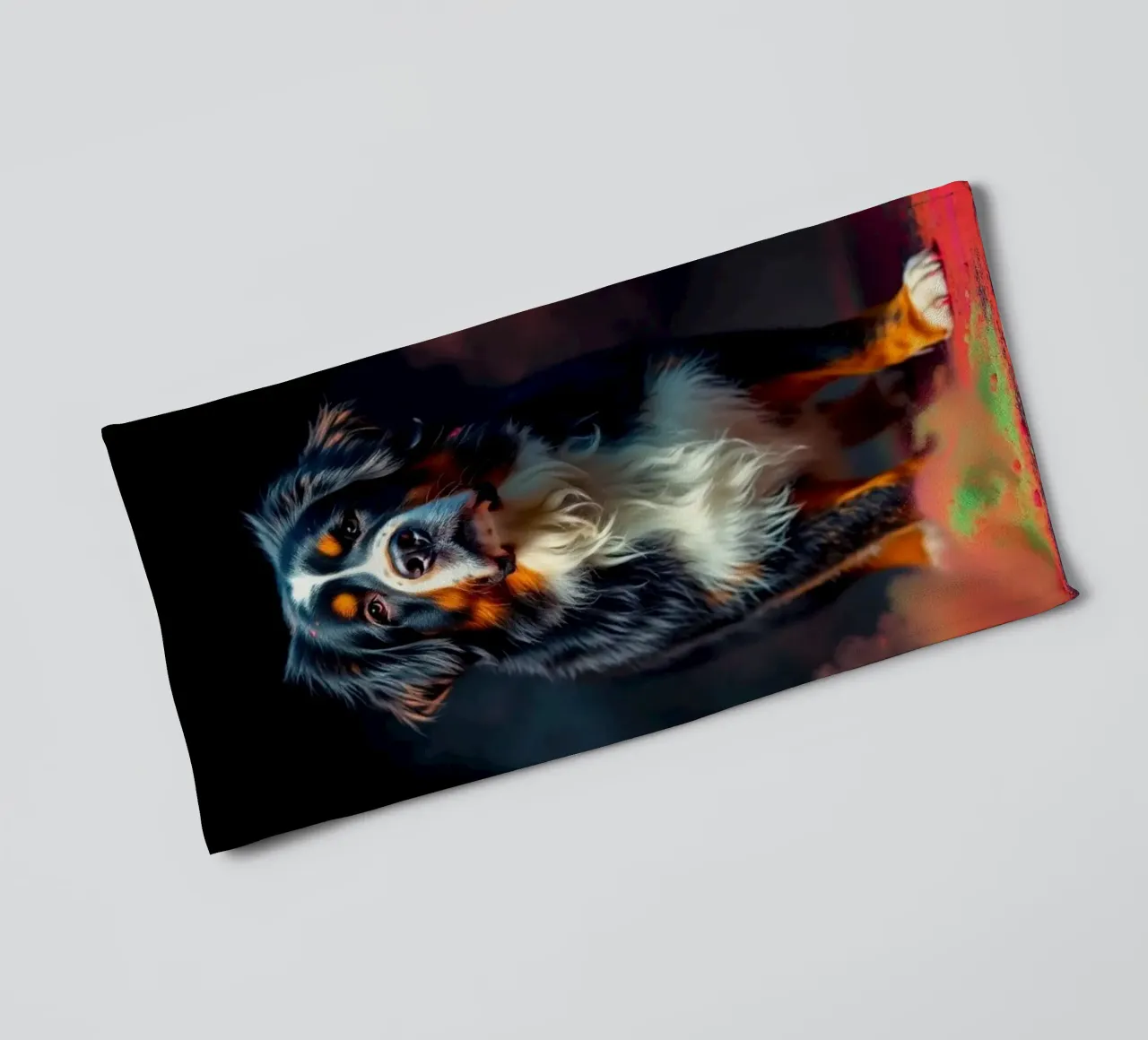 The colorful Bernese Mountain Dog #65 towel by Yumis.Beargang.and.Me