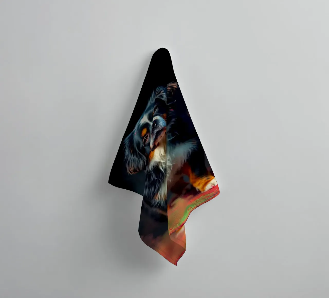The colorful Bernese Mountain Dog #65 towel by Yumis.Beargang.and.Me