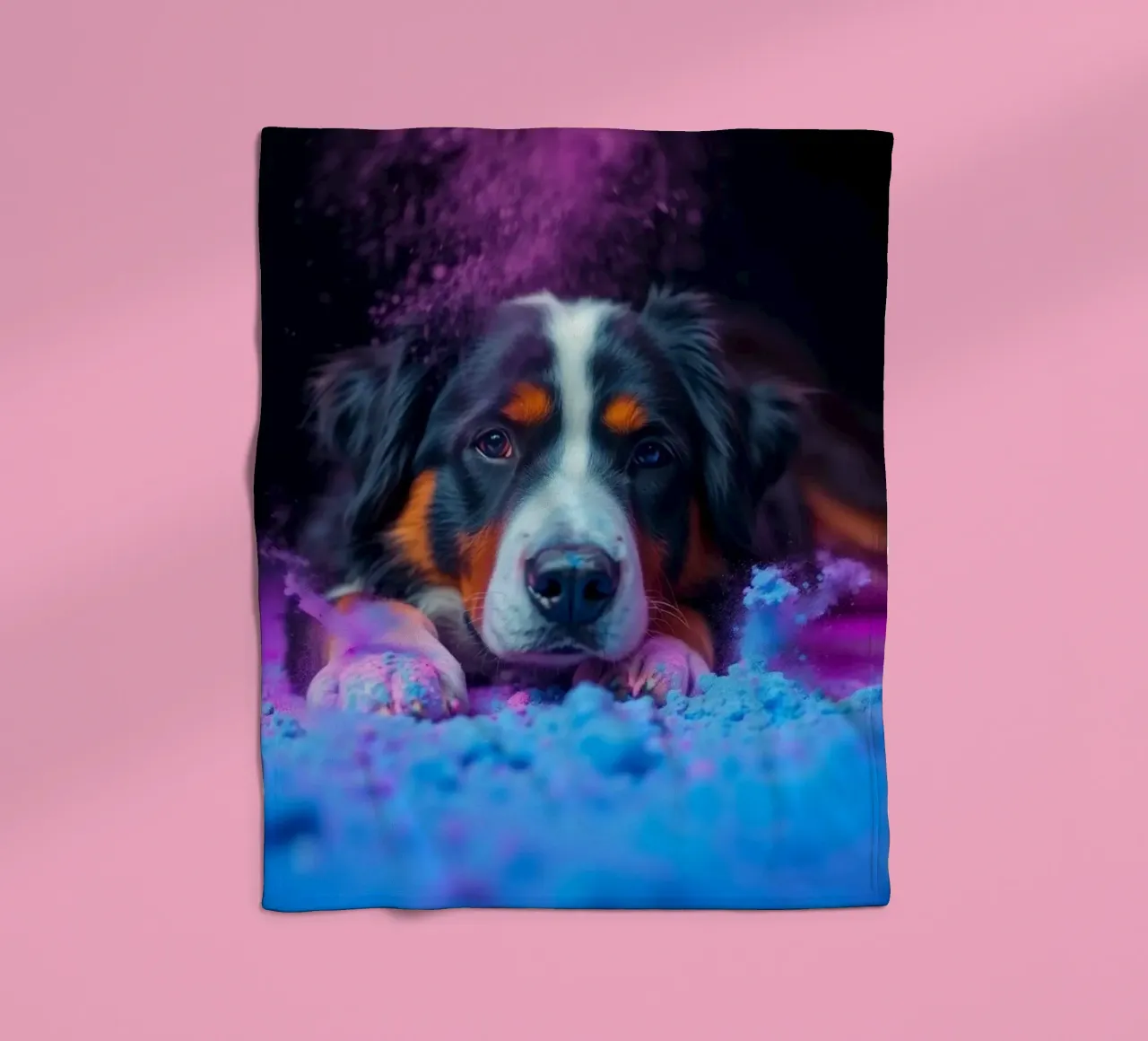 The colorful Bernese Mountain Dog #69 fleece blanket by Yumis.Beargang.and.Me